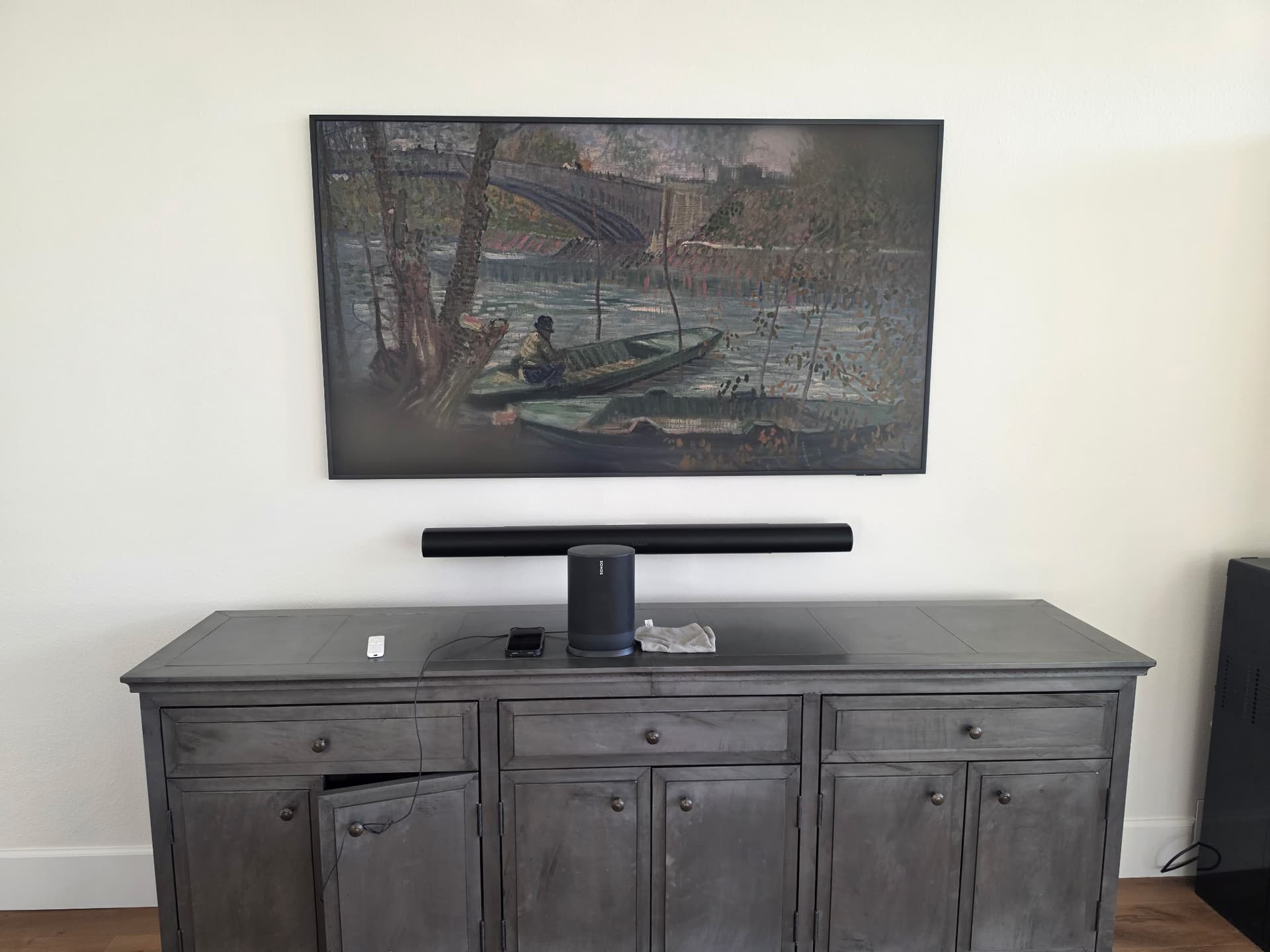 75" Frame TV and Sonos Arc Ultra Wall Mount with Zero Visible Cables image